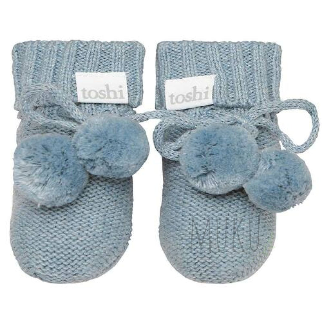 Toshi Baby Booties - Storm dusty blue / 000 (0-3m) baby apparel