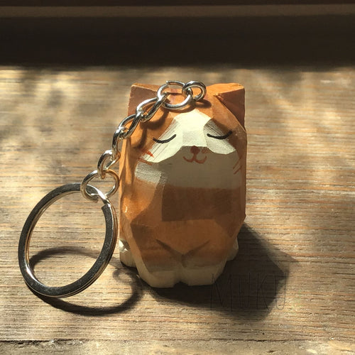 Wooden Cat Keyring - physical