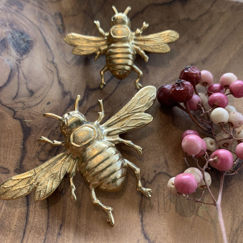 BRASS BEE BROOCHES - physical