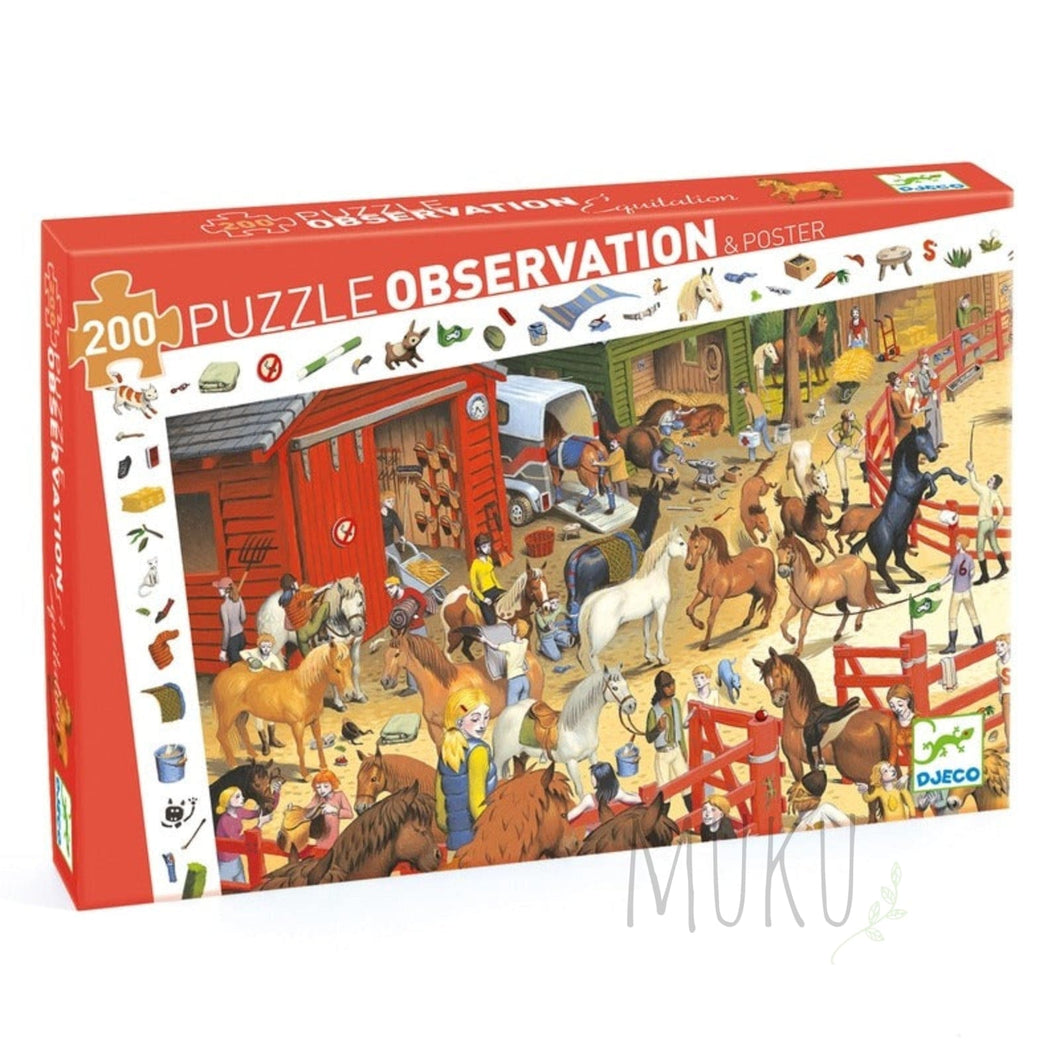DJECO Horse Riding 200pc Observation Puzzle - Toys & Games