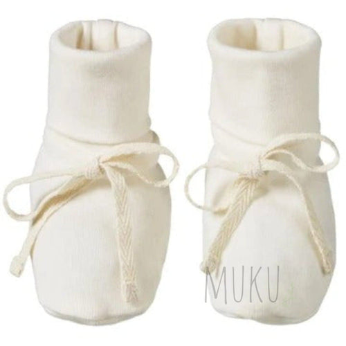 NATURE BABY Cotton Booties Natural - 000(0-3 months) - baby apparel