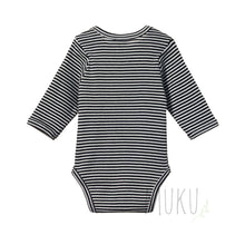 Load image into Gallery viewer, NATURE BABY Cotton long sleeve bodysuit NAVY STRIPE - baby apparel
