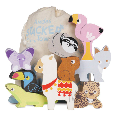 Petilou Andes Stacking Animals & Bag - wooden toy