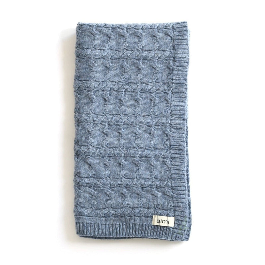 Uimi Valentina Cable Merino Wool Blanket - Cornflower - Baby & Toddler