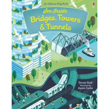 Load image into Gallery viewer, USBORNE FLAP BOOK SEE INSIDE - BRIDGES TOWERS &amp; TUNNELS
