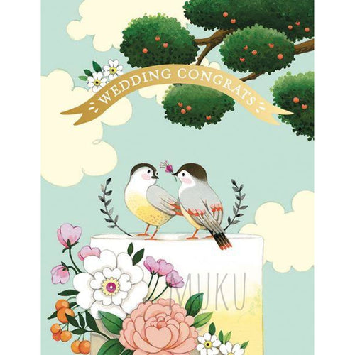 WEDDING CARD - BIRDS ON THE CAKE WEDDING - CARD